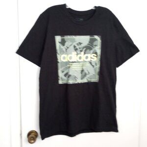 Adidas Men's Black Cotton Logo Tee Shirt